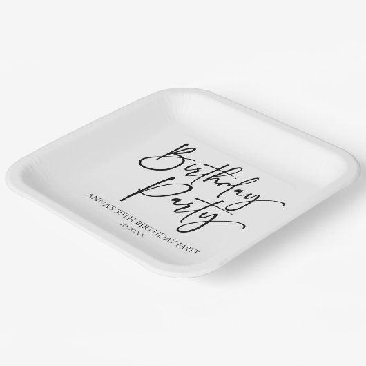 ミニマエレガントモダンリスト誕生日パーティー ペーパープレート (傾斜あり)