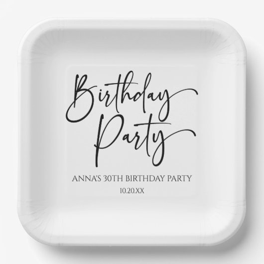 ミニマエレガントモダンリスト誕生日パーティー ペーパープレート (正面)