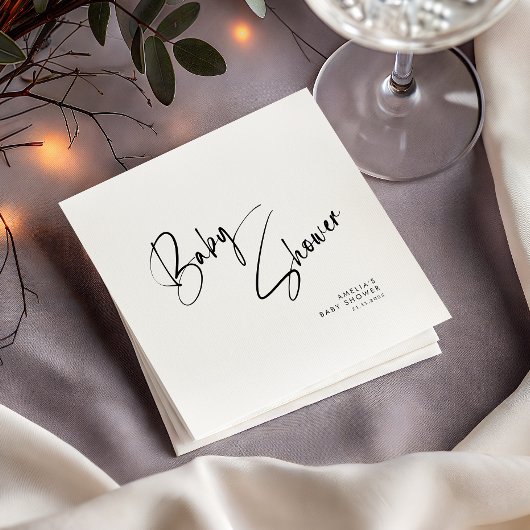 ミニマエレガントモダンリスト赤ちゃんシャワー スタンダードカクテルナプキン