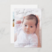 ミニマエレガントモダンリスト2ベビーフォト誕生 サンキューカード (正面/裏面)