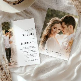 ミニマエレガントモダンリスト2写真結婚の 招待状