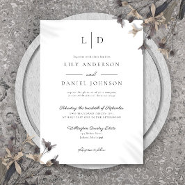 ミニマエレガントモダンリスト・モノグラム結婚ズ 招待状