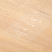 ミニマエレガントモダンリストBoho Arch結婚's White アクリル招待状 (レイダウン)