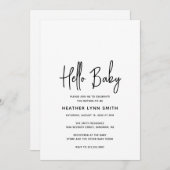 ミニマエレガントモダンリストHello Baby Shower 招待状 (正面/裏面)