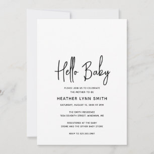ミニマエレガントモダンリストHello Baby Shower 招待状