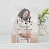 ミニマエレガントモダンリストHello Photo Baby Shower 招待状 (スタンド正面)