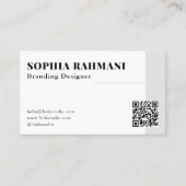 ミニマエレガントモダンリストQrコード白黒 名刺 (正面)