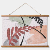 ミニマエレガントモダンル抽象芸術パターン（の模様が）ある葉 吊り下げ型タペストリー (正面)