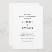 ミニマエレガントモダンル白黒結婚ズ 招待状 (正面/裏面)