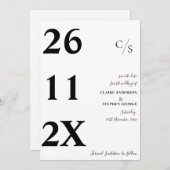 ミニマエレガントリはっきりしたムフォント結婚白黒 セーブザデート (正面/裏面)