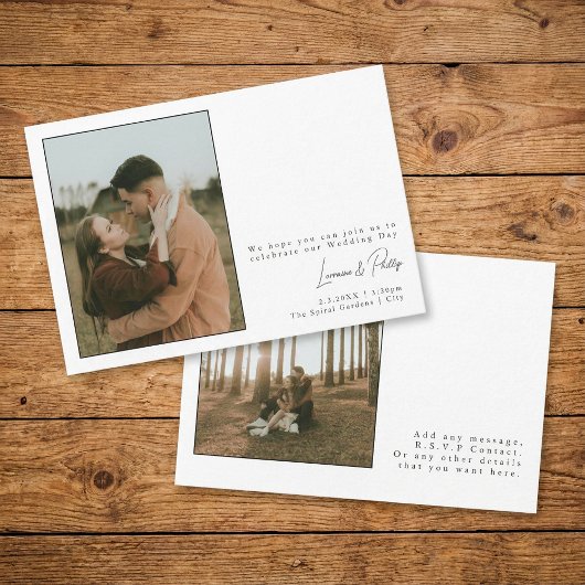 ミニマエレガントリシンプルアルなフォト結婚ズ 招待状