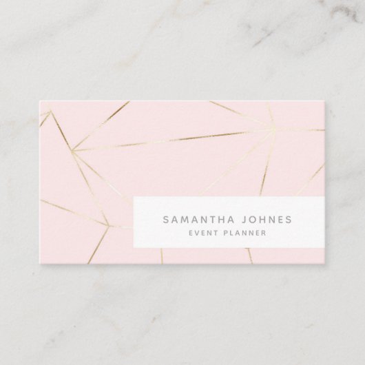 ミニマエレガントリシンプルモダン赤面ピンク金ゴールド 名刺 (正面)