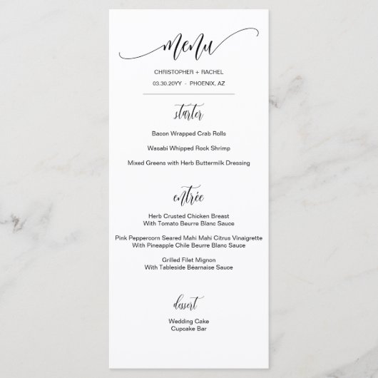 ミニマエレガントリシンプル・スクリプ結婚トのイベント メニュー (正面)