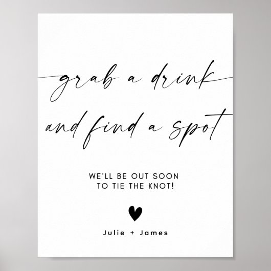 ミニマエレガントリストがドリンクの結婚看板テンプレートを手に入れ ポスター (正面)