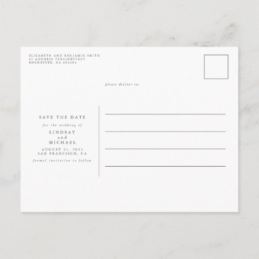 ミニマエレガントリストが写真の日付を保存 案内ポストカード (裏面)