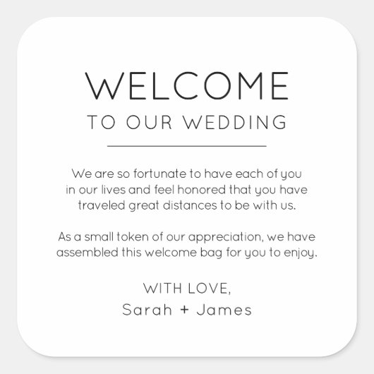 ミニマエレガントリストによる我々の結婚バッグ スクエアシール (正面)