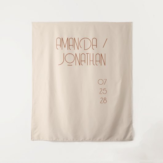 ミニマエレガントリストのアーモンドカラー結婚の背景 タペストリー (正面)