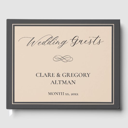 ミニマエレガントリストのアーモンドグレイ結婚ズ ゲストブック (正面)