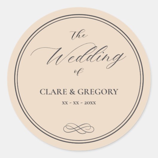 ミニマエレガントリストのアーモンドグレイ結婚ズ ラウンドシール (正面)