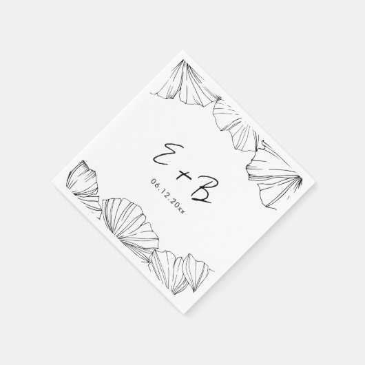 ミニマエレガントリストのイチョウ結婚ゴ・ビロバ スタンダードカクテルナプキン (角)