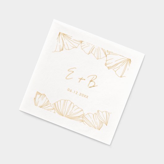 ミニマエレガントリストのイチョウ結婚・ビロバ金ゴールド 箔ナプキン (左)