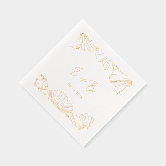 ミニマエレガントリストのイチョウ結婚・ビロバ金ゴールド 箔ナプキン (右)