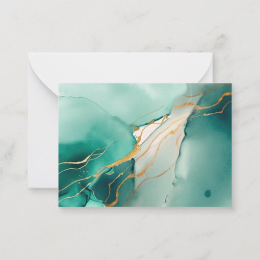 ミニマエレガントリストのエメラルドのカップル結婚モノグラム ノートカード (裏面)