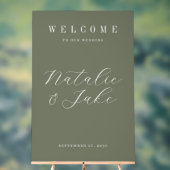 ミニマエレガントリストのオリーブ結婚グリーン歓迎 アクリルサイン (ニュートラル)