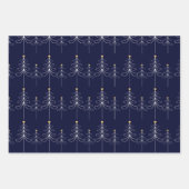 ミニマエレガントリストのクリスマスツリーデザインブルー ラッピングペーパーシート (正面2)