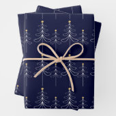 ミニマエレガントリストのクリスマスツリーデザインブルー ラッピングペーパーシート (インサイチュ)