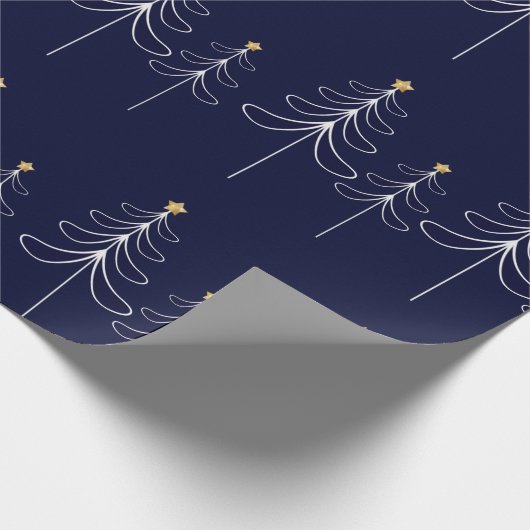 ミニマエレガントリストのクリスマスツリーデザインブルー ラッピングペーパー (角)