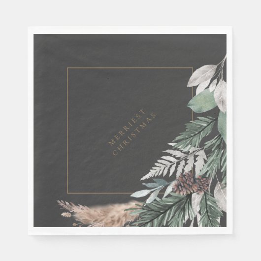 ミニマエレガントリストのクリスマスパーティー紙ナプキン スタンダードランチョンナプキン (正面)