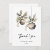 ミニマエレガントリストのクリスマス企業の会社 サンキューカード (正面/裏面)