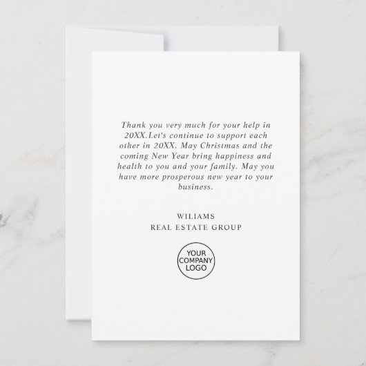 ミニマエレガントリストのクリスマス企業の会社 サンキューカード (裏面)