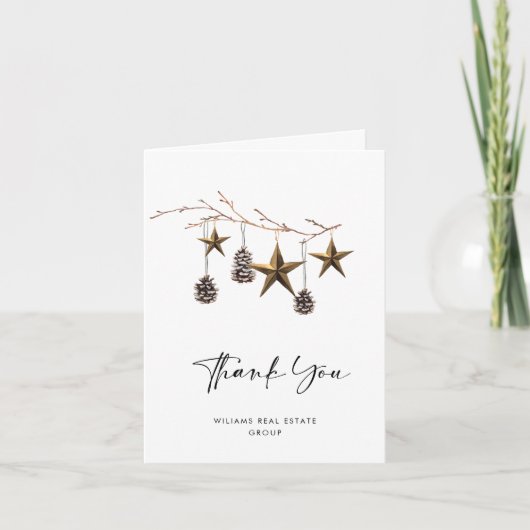 ミニマエレガントリストのクリスマス企業の会社 サンキューカード (正面)