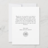 ミニマエレガントリストのクリスマス企業の会社 サンキューカード (裏面)