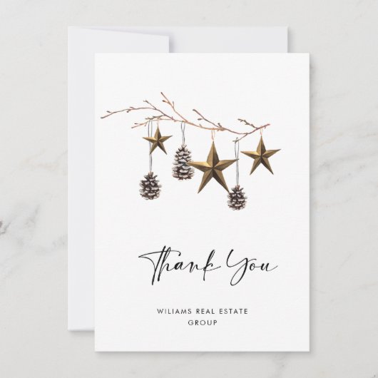 ミニマエレガントリストのクリスマス企業の会社 サンキューカード (正面)