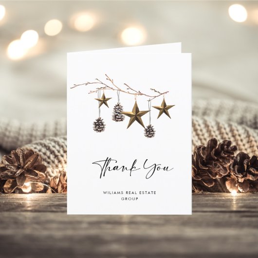 ミニマエレガントリストのクリスマス企業の会社 サンキューカード