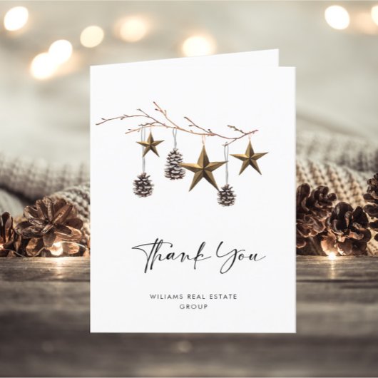 ミニマエレガントリストのクリスマス企業の会社 サンキューカード