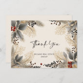 ミニマエレガントリストのクリスマス企業の会社 サンキューカード (正面/裏面)