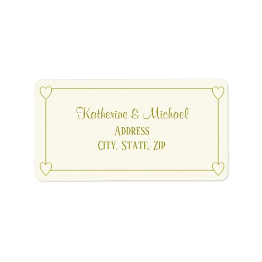 ミニマエレガントリストのクリーミーなホワイトゴールデン結婚ズ ラベル (正面)