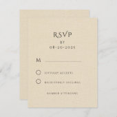 ミニマエレガントリストのクリームリネン結婚効果 出欠カード (正面/裏面)