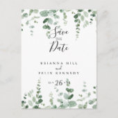 ミニマエレガントリストのグリーンユーカリ日付を保存 ポストカード (正面)