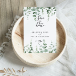 ミニマエレガントリストのグリーンユーカリ日付を保存 ポストカード