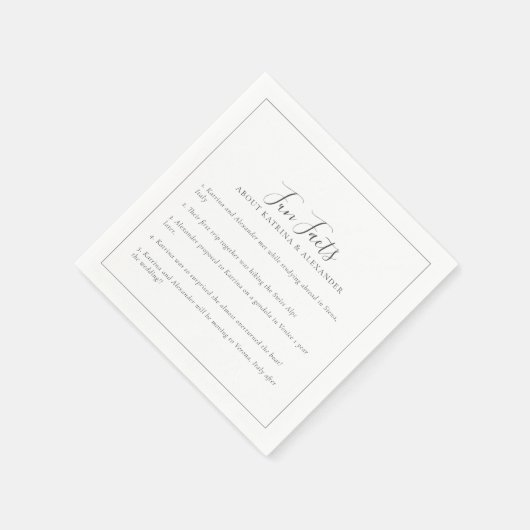 ミニマエレガントリストのグレーとホワイトのおもしろいファクト結婚ズ スタンダードカクテルナプキン (角)