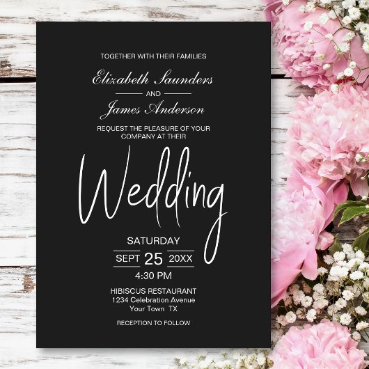 ミニマエレガントリストのグ結婚レイ 招待状