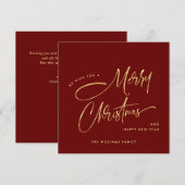 ミニマエレガントリストのゴールデンモダンメリークリスマス シーズンカード (正面/裏面)
