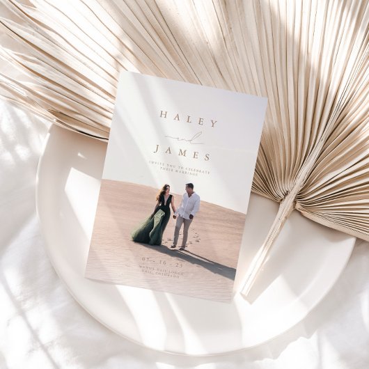 ミニマエレガントリストのシックなスクリプ結婚ト写真の魅力 招待状