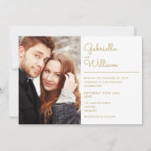 ミニマエレガントリストのシック金ゴールドスクリプトフォト結婚ズ 招待状 (正面)