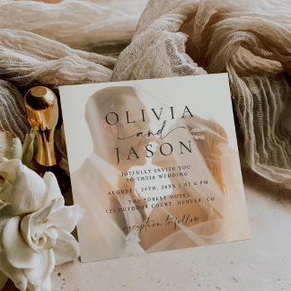 ミニマエレガントリストのスクア結婚ーフォト 招待状